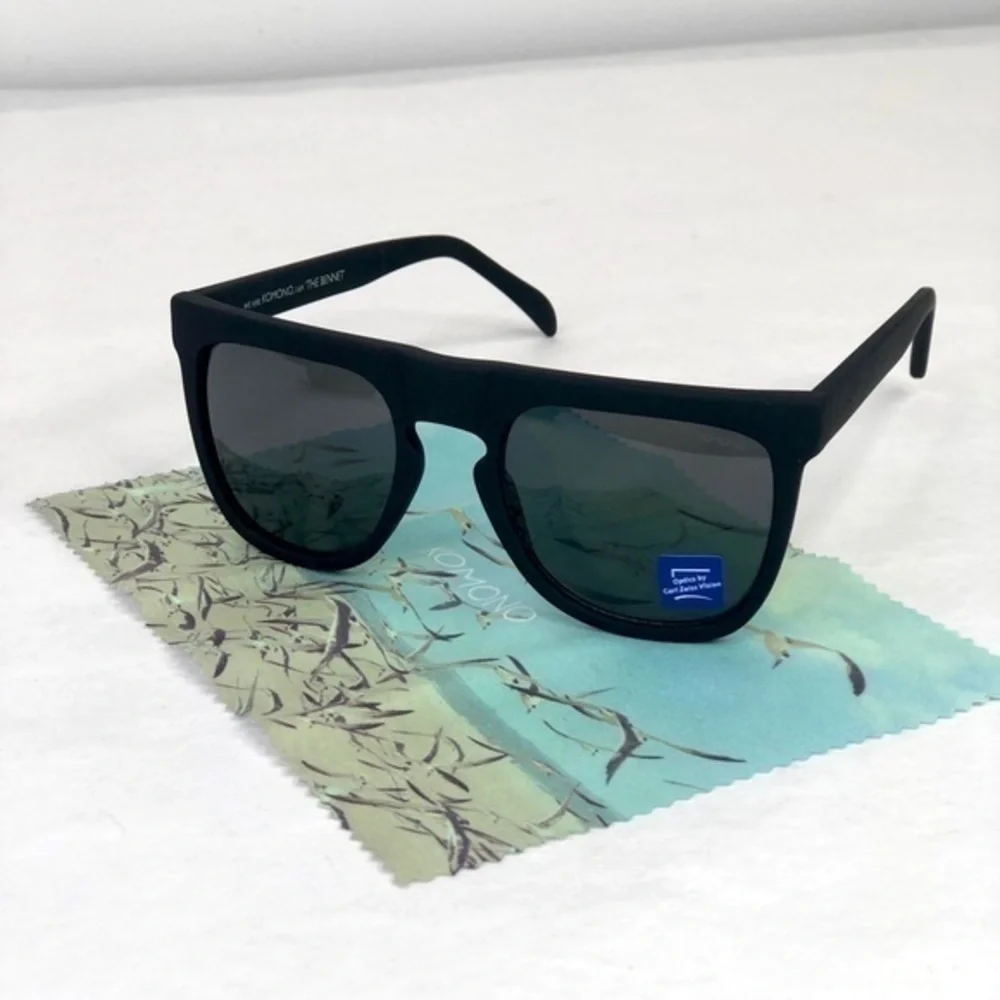 KOMONO Bennet Black Rubber Sunglasses NEW flat brow